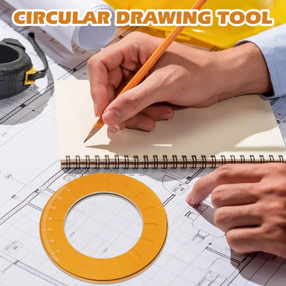 Adjustable Circle Drawing Maker, Stainless Steel & Aluminum Alloy Rotary Round Template, Measuring & Drawing Ruler, Geometric Plotting Compass Tool(Gold,Size:5 inch)