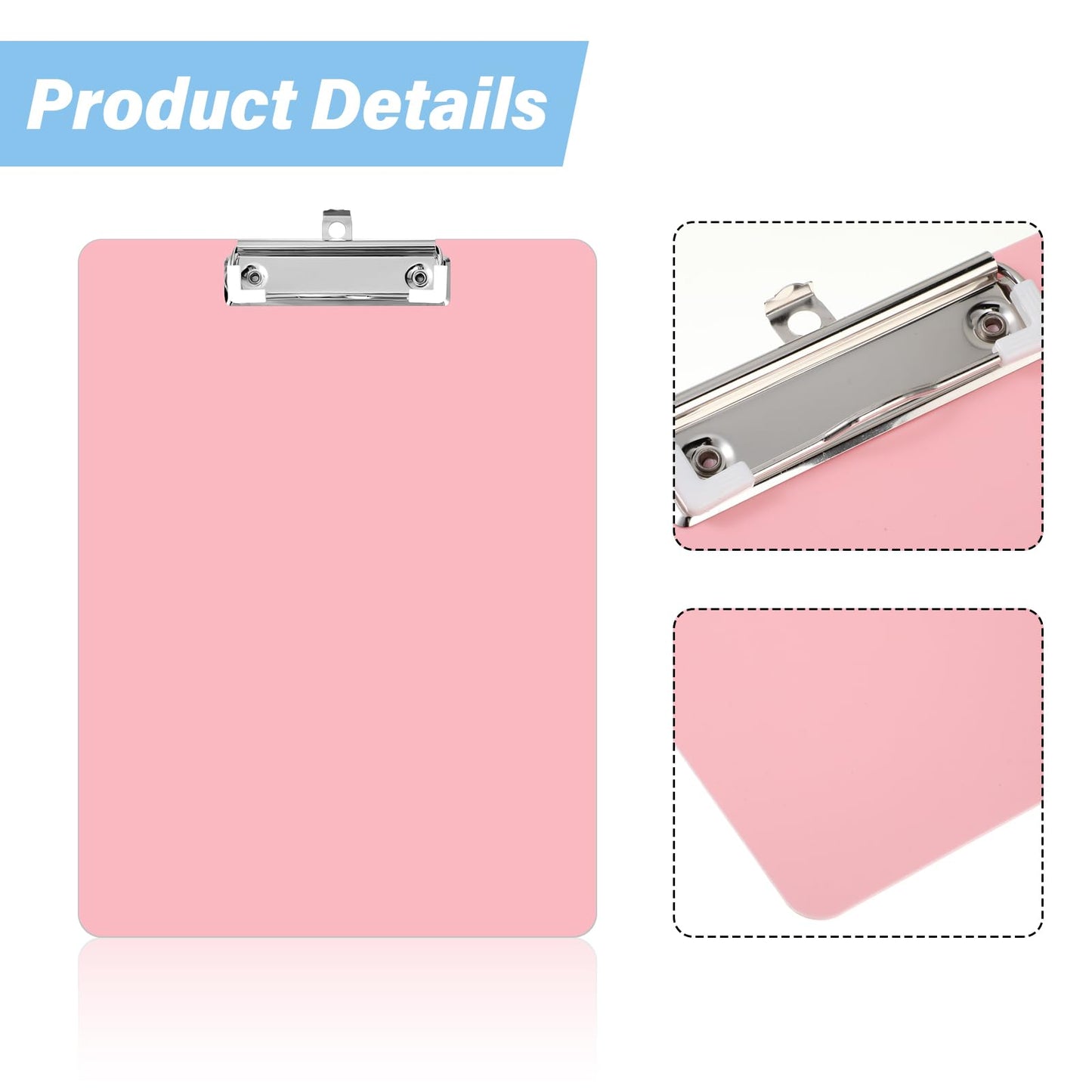 Geyoga 6 Pcs Plastic Clipboards with Low Profile Metal Clip, 12.3 x 8.9 Inch Hangable Low Profile Clipboard Standard A4 Letter Size for Nurse Office Clerk School Students Restaurant(Light Color)