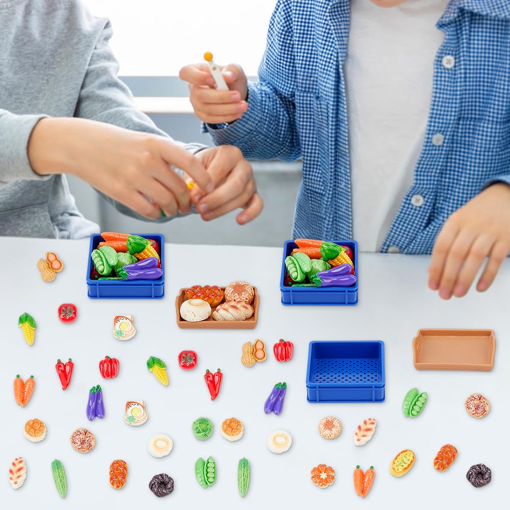 CRAFTYMELODY 126Pcs Mini Resin Miniature Vegetable Food for Dollhouse 22 Styles Figurines Micro Landscaping Decoration for DIY Art Crafts Party Table Garden Home Figurines Accessories