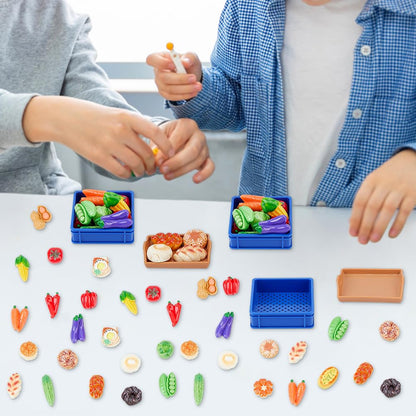 CRAFTYMELODY 126Pcs Mini Resin Miniature Vegetable Food for Dollhouse 22 Styles Figurines Micro Landscaping Decoration for DIY Art Crafts Party Table Garden Home Figurines Accessories