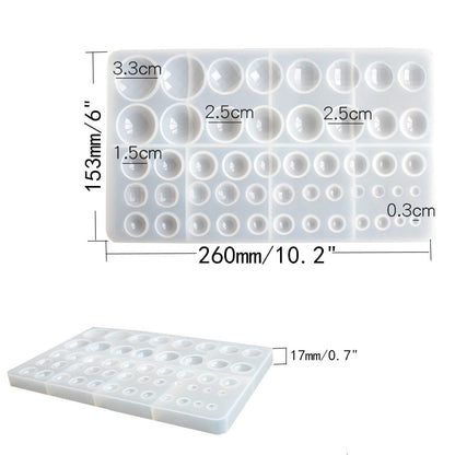 DD-life 2 Pcs Cabochon Gem Silicone Mold, Clear Round Silicone Mold for Making Earrings Jewelry Making Crafting Projects(Large)