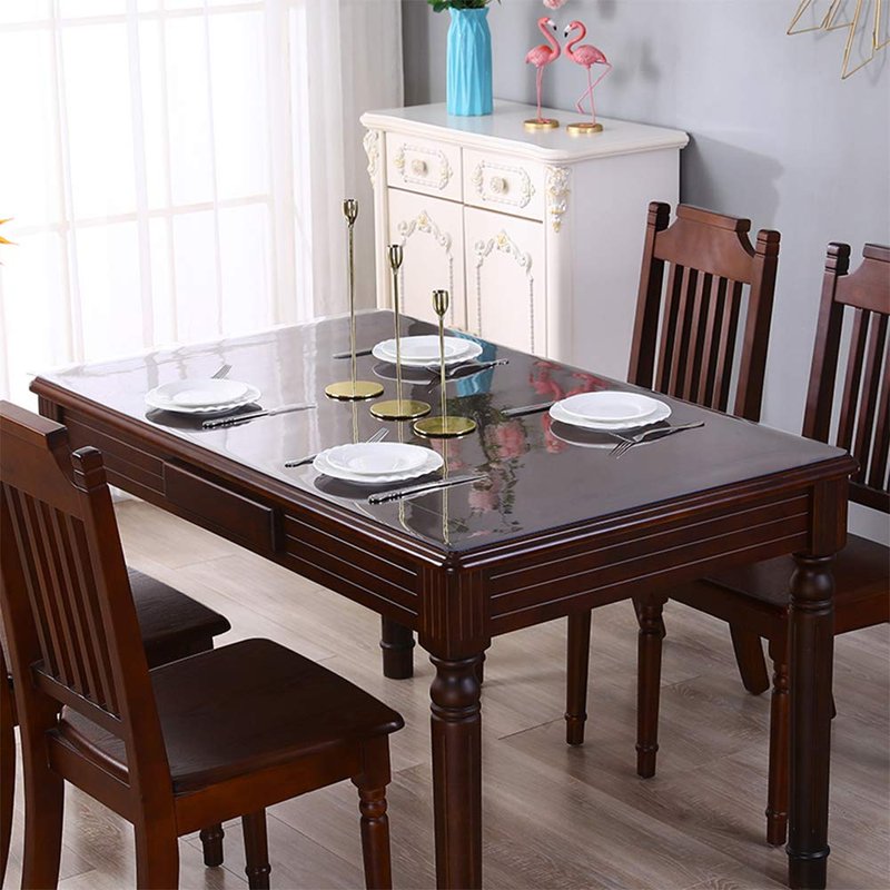 1.5 mmThick Easy Clean Non-Slip 42x86 in Clear Plastic Table Cover Protector Crystal PVC Desk Pad Mat Wooden Furniture Surface Protection Apply to Picnic Table Conference Table Waterproof Rectangular