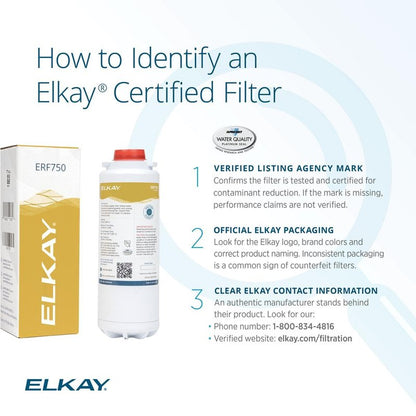 Elkay Genuine ERF750 WaterSentry Lead + Microplastics NSF/ANSI Certified Residential Filter (ezH2O Liv & Filtered Faucet)