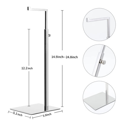 K KAIDIYIN 2 Pack Handbag Display Stands, Silver Purse Holder Display Stands, Adjustable Height Stainless Steel Hanger Rack for Retail Closet Vendors Display Luxury Bag Handbags Jewelry (RCS 50% Recycled Post-consumer Metal)