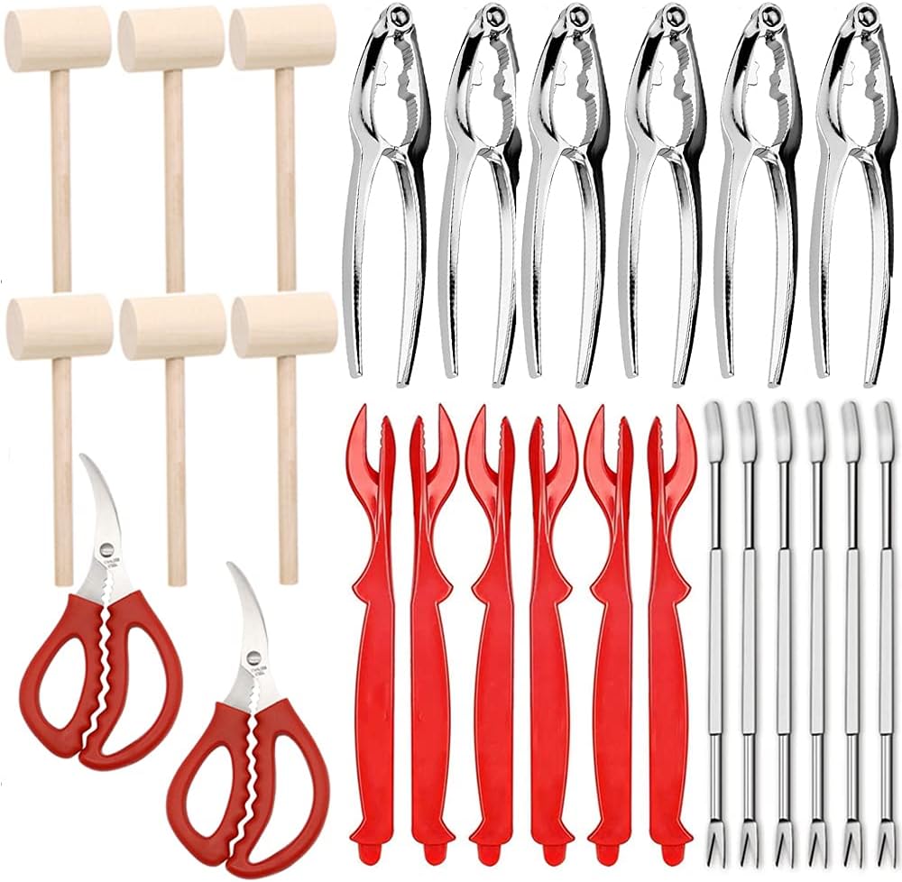 New Starting Point Trading 26 PCS Seafood Tools - Crab Crackers, Scissors, Lobster Sheller, Nutcracker Set for Seafood