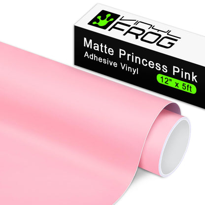 VINYL FROG 001 Craft Vinyl Matte Princess Pink Adhesive Vinyl Roll 12" x10ft - Pink Matte Craft Vinyl Roll for Most Kinds of Cutting Machines, Car Decal, Decor Sticker