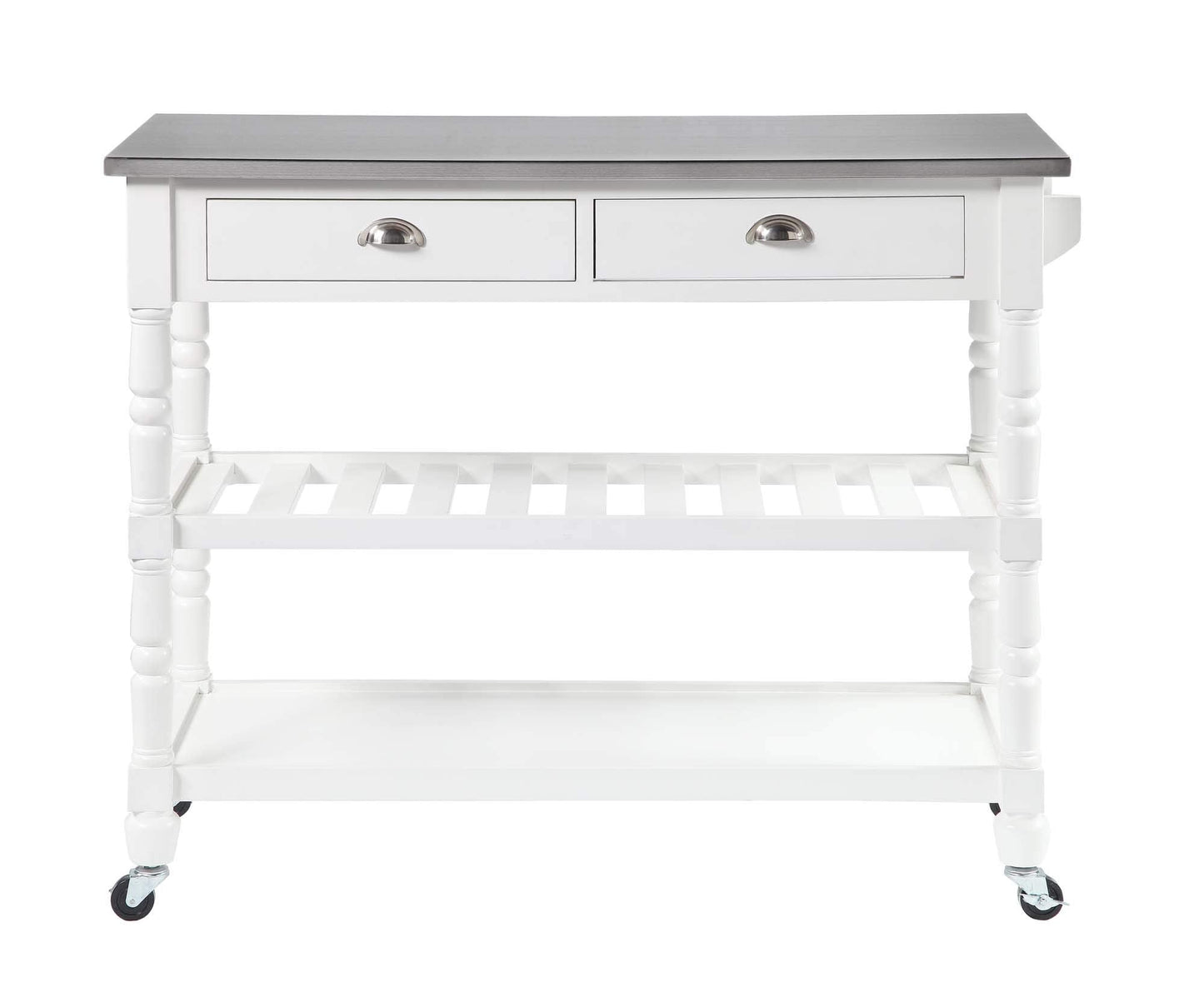 Convenience Concepts French Country 3-Tier Stainless Steel Kitchen Cart with Drawers, White