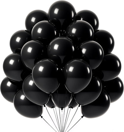 Matte Black Balloons 100 Pack - 12 Inch Helium-Ready Latex for Elegant Party Decorations