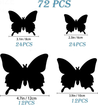 OPSEAM 3D Butterfly Wall Decor - 72 PCS Magnetic Stickers for Party Decorations (Red)