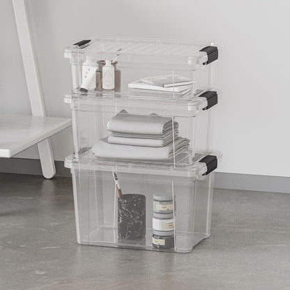 Superio Mini Deep Storage Organizer Bin with Lid X-Deep Small Clear Storage Box with Latch for Home, Kitchen, Garage- Store Toys, Food, Supplies, and Hair Accessories (2.4 Quart)