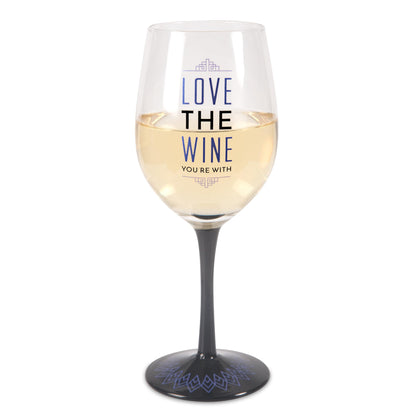 Pavilion Gift Company Pretty Inappropriate "Love The Wine You're With" Wine Glass Candle Holder, Purple