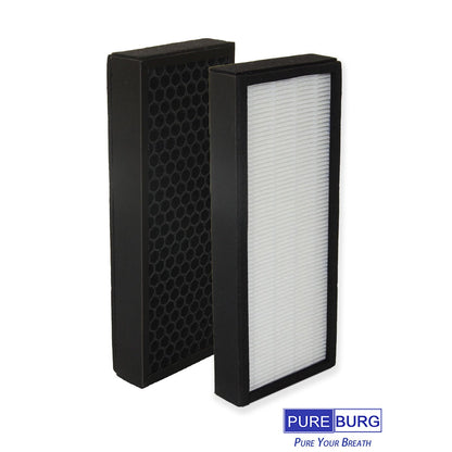 PUREBURG F1702HE Replacement Filter Compatible with Hunter HT1702 10200 Air Purifier, Part F1702HE/2 (30612), 2-Pack H13 HEPA Activated Carbon 2-in-1