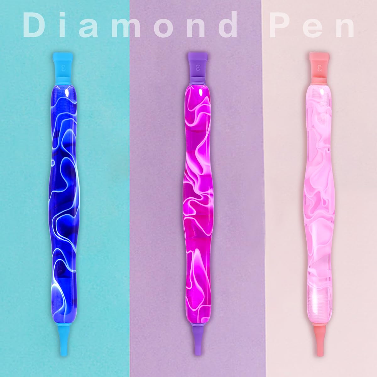 Praise V Do 5D Diamond Painting Art Drill Dot Bead Screw Pen Only Tool Accessory Kit, Rhinestone Gem Picker for Adults Diamond Painting Nail Art Decoration Purple Blue Pink