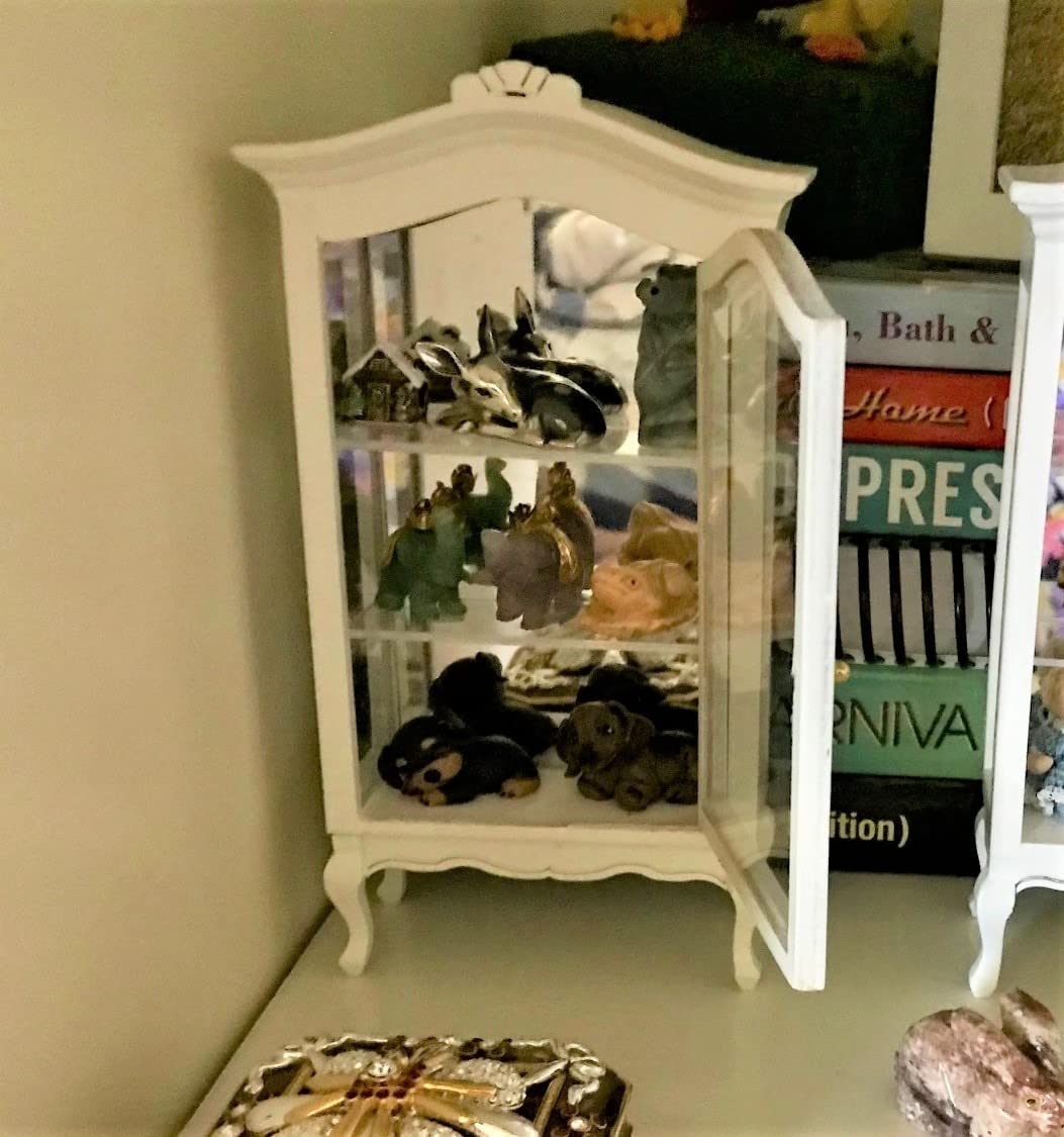 Miniature Furniture Display Shelf 1:12 Wooden Cabinet with Mirror & Three Shelves Bookshelf Dollhouse Display Stand Decoration Accessories Mini Diningroom Scene Ornaments