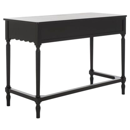 SAFAVIEH Furniture - Haven 2-Drawer Writing Desk - Matte Black - Solid Wood - Classic Storage Design - Ideal for Home Office, Den, Living Room, 42.1" W x 18.9" D x 29.5" H (DSK5715B)
