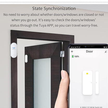 SEHOMY 4 Pack Smart Door Sensor Alarms, WiFi Window Sensor Detector Real-time Alarm Compatible with Alexa Google Assistant, Wireless Home Security Door Open Contact Sensor for Bussiness Burglar Alert