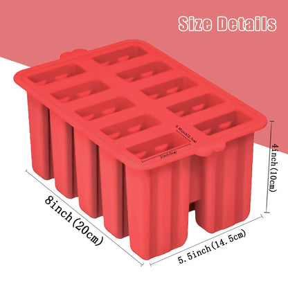 Silicone Popsicle Molds,10 Cavity Homemade ICE Popsicle Molds Food Grade BPA-Free with Popsicle Maker Sticks Popsicles Bags A Funnel,Popsicle Maker Popcycle Mold (Red-10 Cavity)