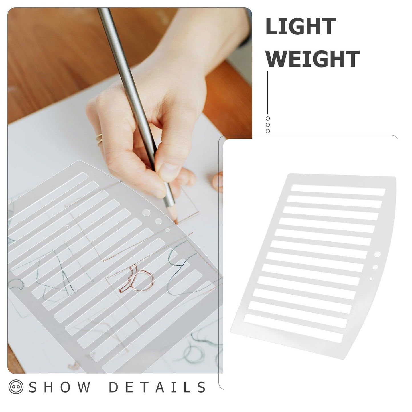 SHINEOFI Straight Line Stencil Template, Line Drawing Stencil, Writing Template, Lettering Guide, Paper Scale Measuring Ruler for Paper Card
