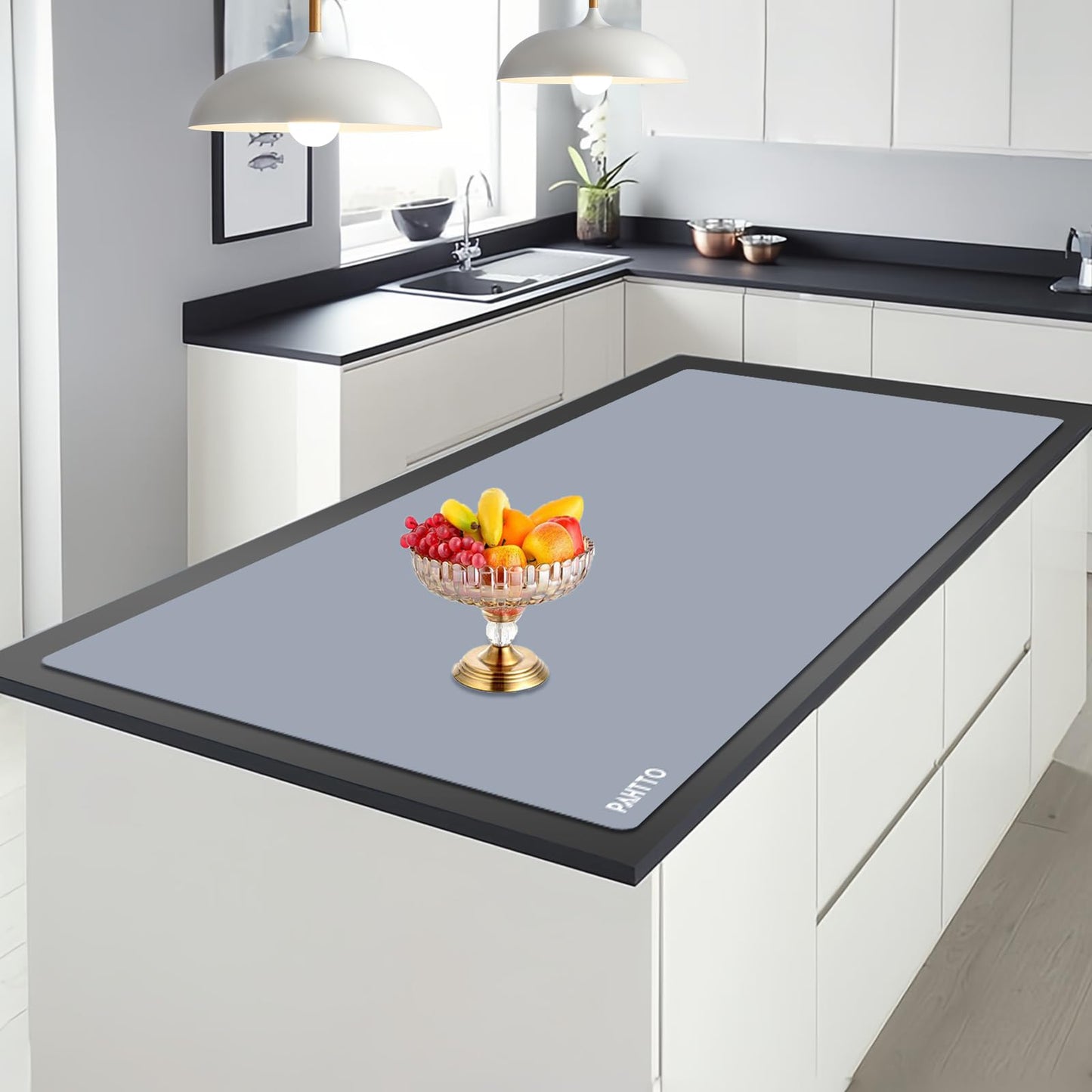 Silicone Mat for Kitchen Countertop, 47.2x23.6in Heat Resistant Kitchen Island Protector Mat, Extra Large Non-Slip Thickened Quartz Counter Heat Protector, Waterproof & Multipurpose