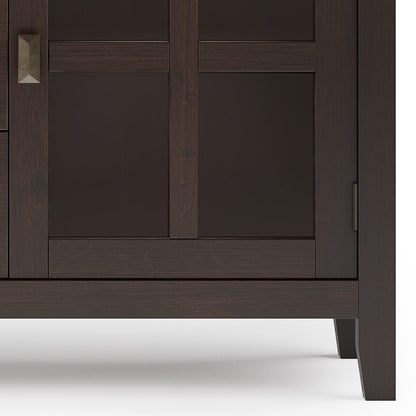 SIMPLIHOME Artisan Buffet - 60 inch Wide Solid Wood 3-Door Sideboard Buffet in Dark Chestnut Brown, Contemporary Storage Cabinet for Dining Room or Kitchen with Adjustable Shelves and Bronze Hardware