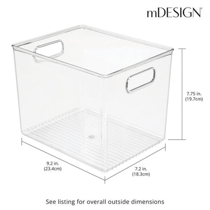 mDesign Plastic Storage Closet Organizer Bin, Container Bin for Entryway, Hallway, Linen, and Coat Closet - Organization for Clothing, Blankets, Toys, and Accessories, Ligne Collection, 4 Pack, Clear
