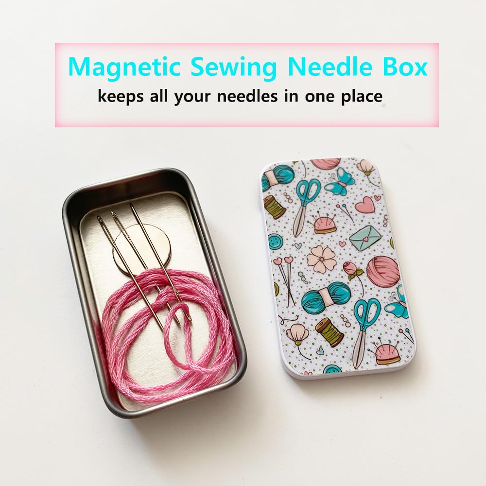 Magnetic Sewing Needle Box Flower Yarn Butterfly Pattern and Adorable Envelope Needle Minder for Cross Stitch Embroidery Needlecraft