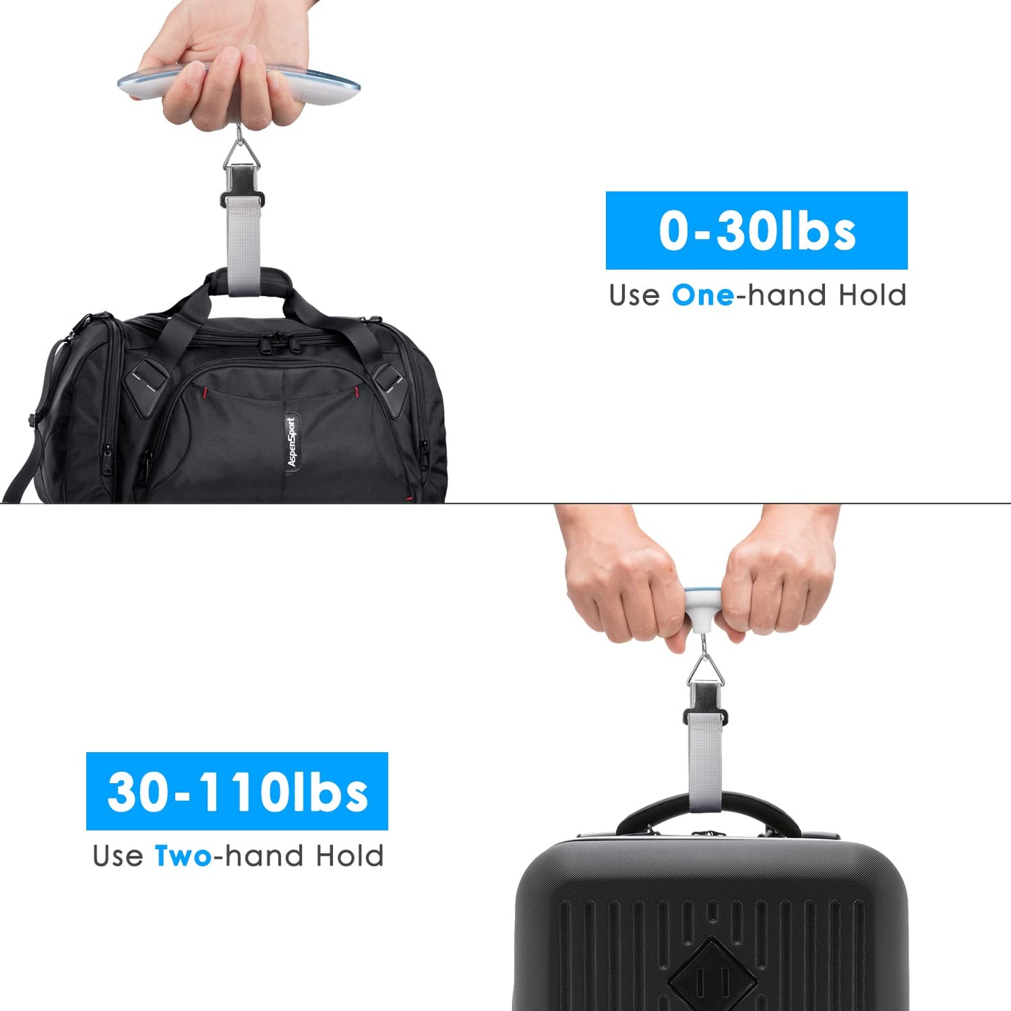 Digital Luggage Scale Vacation Travel Essentials Accessories Gifts for Traveler Portable Suitcase Handheld Weight Scale 110 lbs Hanging Baggage Travel Must Haves