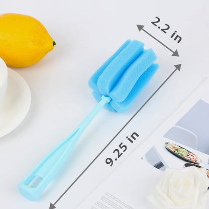 Bottle Brush Sponge 8PCS Cup Washer Brush Long Handle Cleaner Brush for Baby Bottle Glasswares Mugs Cups Kitchen Clean (8 PCS)