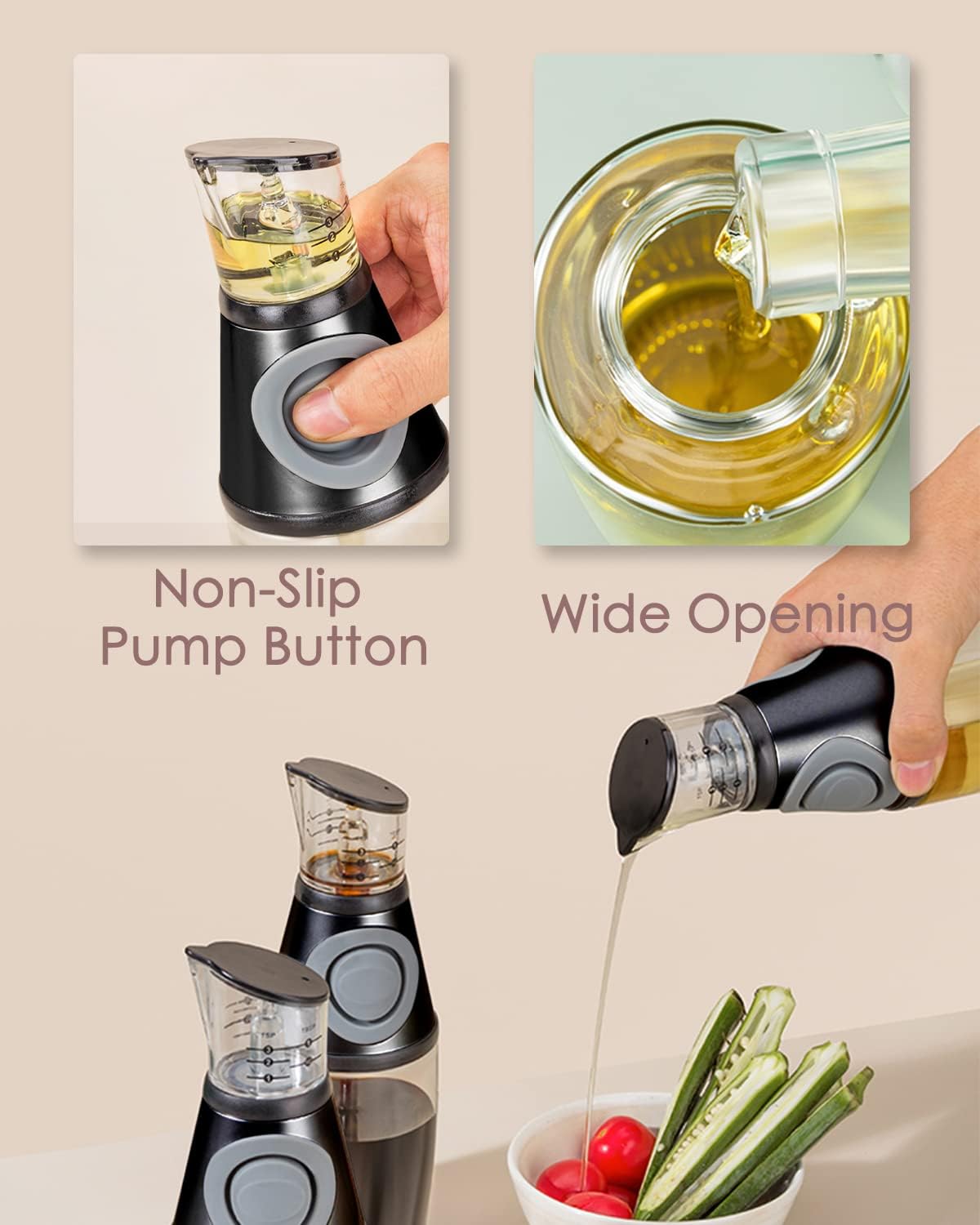 17oz Oil Dispenser Bottle, Olive Oil Dispenser Oil Sprayer, Clear Glass Refillable Oil and Vinegar Dispenser Bottle