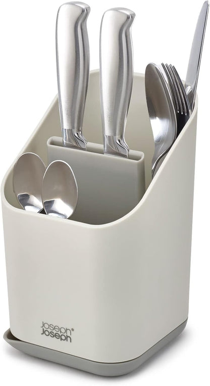 Joseph Joseph Duo Kitchen Sink Cutlery Drainer with Knife Slot, Grey Kitchen Sink Drying Rack Organizer
