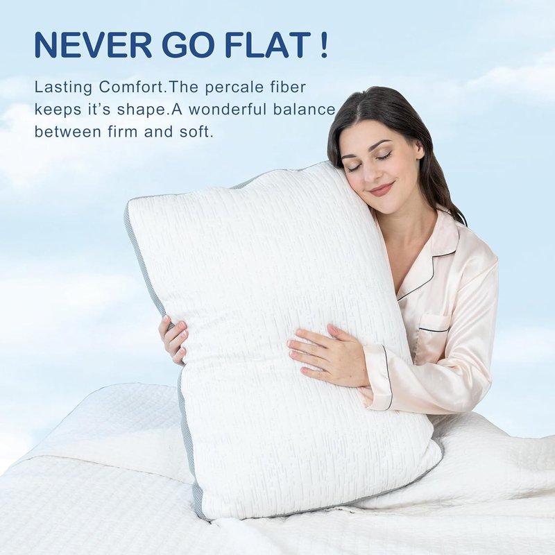 ACCURATEX Pillows Queen Size Set of 2, Rayon Derived from Bamboo Removable Cover, Shredded Memory Foam Pillow with Down Alternative Fill (Adjustable), Supportive Pillows for Side Back Sleepers