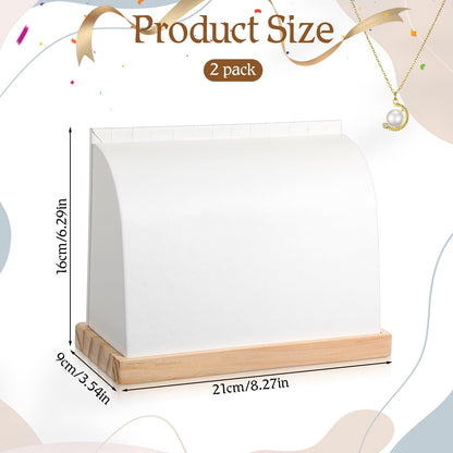 2 Pcs Cambered Wooden Necklace Display Stand with Soft PU Leather Mat, Necklace Bracelet Pendant Chokers Chains Organizer Holder, White Tabletop Jewelry Display Storage Holder for Selling Exhibition