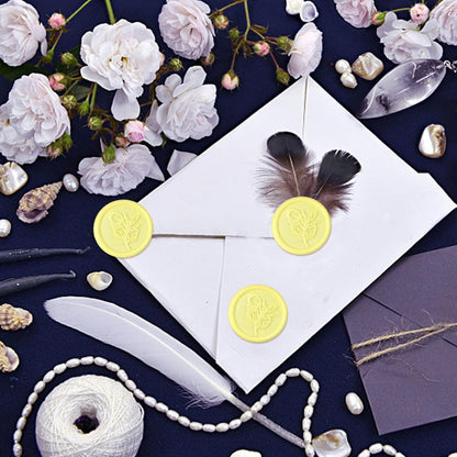 Aiviman 50Pcs Flower Wax Seal Stickers,Lemon Yellow Self Adhesive Envelope Seal Stickers,Great for Gift Wrapping,Wedding Invitation,Halloween,Christmas