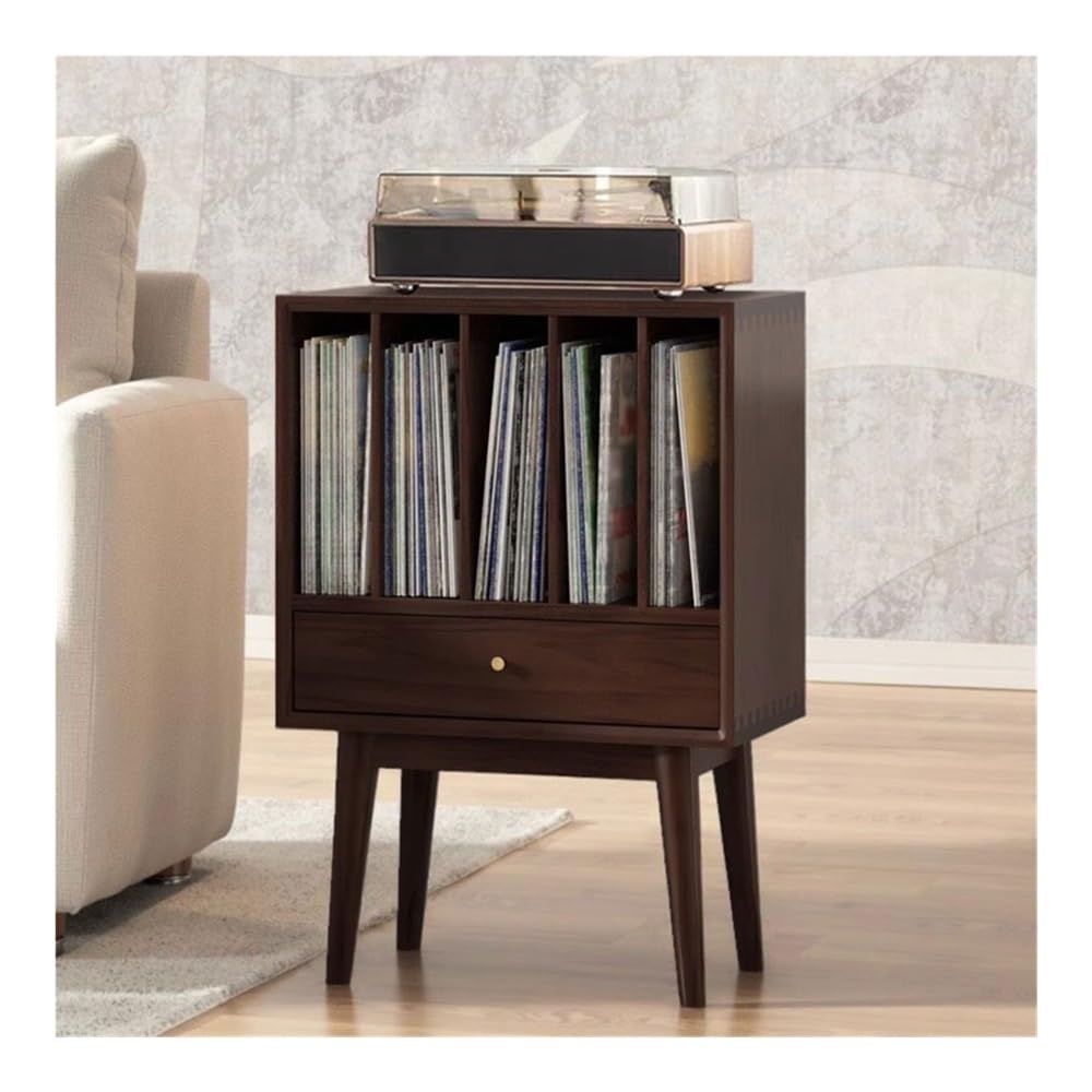 YGwnjqr Cd Rack Vinyl Record Cabinet with Drawers Large Capacity Living Room Cd Magazine Storage Rack,