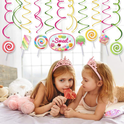 30Ct CandyLand Hanging Swirl Decorations, Lollipop Decorations for Kids, Home, Classroom, Baby Shower