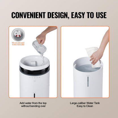 VEVOR Humidifier for Home Large Room, Commercial Humidifier for Whole House 1291.7 sq ft, 16L Water Tank & Night Light & 12h Timer & Auto Shut-Off, Greenhouse, Commercial Branch Tube w/ 360° Nozzle