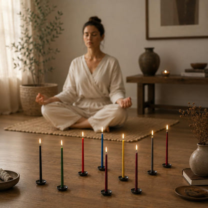 Petekoğlu 15-Pack Beeswax Wish Candles – Handcrafted, Drip-Free, Smoke-Free Slim Taper Candles for Rituals, Meditation, Birthday & Home Décor – Natural Honey Scent 7.87” x 0.24” (Burgundy)