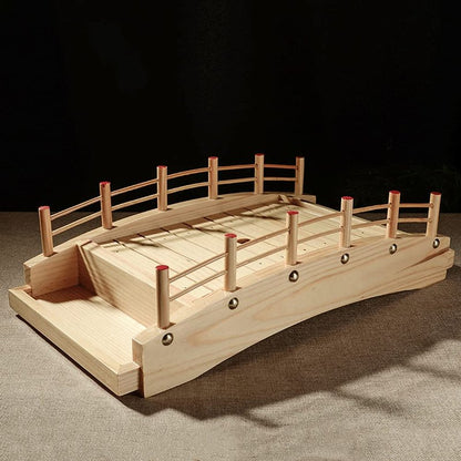 WINIAER Wooden Arch Bridge Sushi Boat Serving Tray, Sushi Bridge Serving Plate Food Platter for Restaurant or Home (53 x 24 x 13cm / 20.8 x 9.4 x 5.1inch)