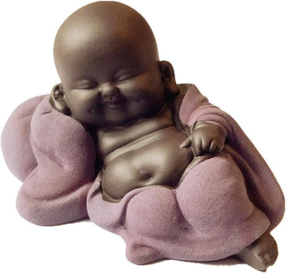 Kingzhuo Tiny Cute Buddha Statue Monk Figurine, 2.4'' High, Classic Delicate Ceramic Arts and Crafts Gift (Purple)