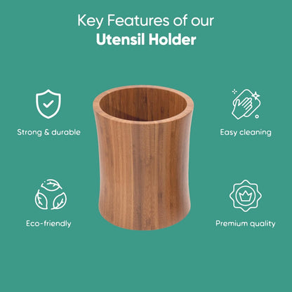 Bamboo Kitchen Counter Utensil Holder Caddy, Natural Large Design