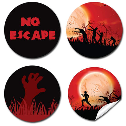 Zombie Attack Spooky Blood Red Moon Halloween Party Kiss Sticker Labels, 300 Party Circle Sticker sized 0.75* * for Chocolate Drop Kisses by AmandaCreation, Great for Party Favors, Envelope Seals &