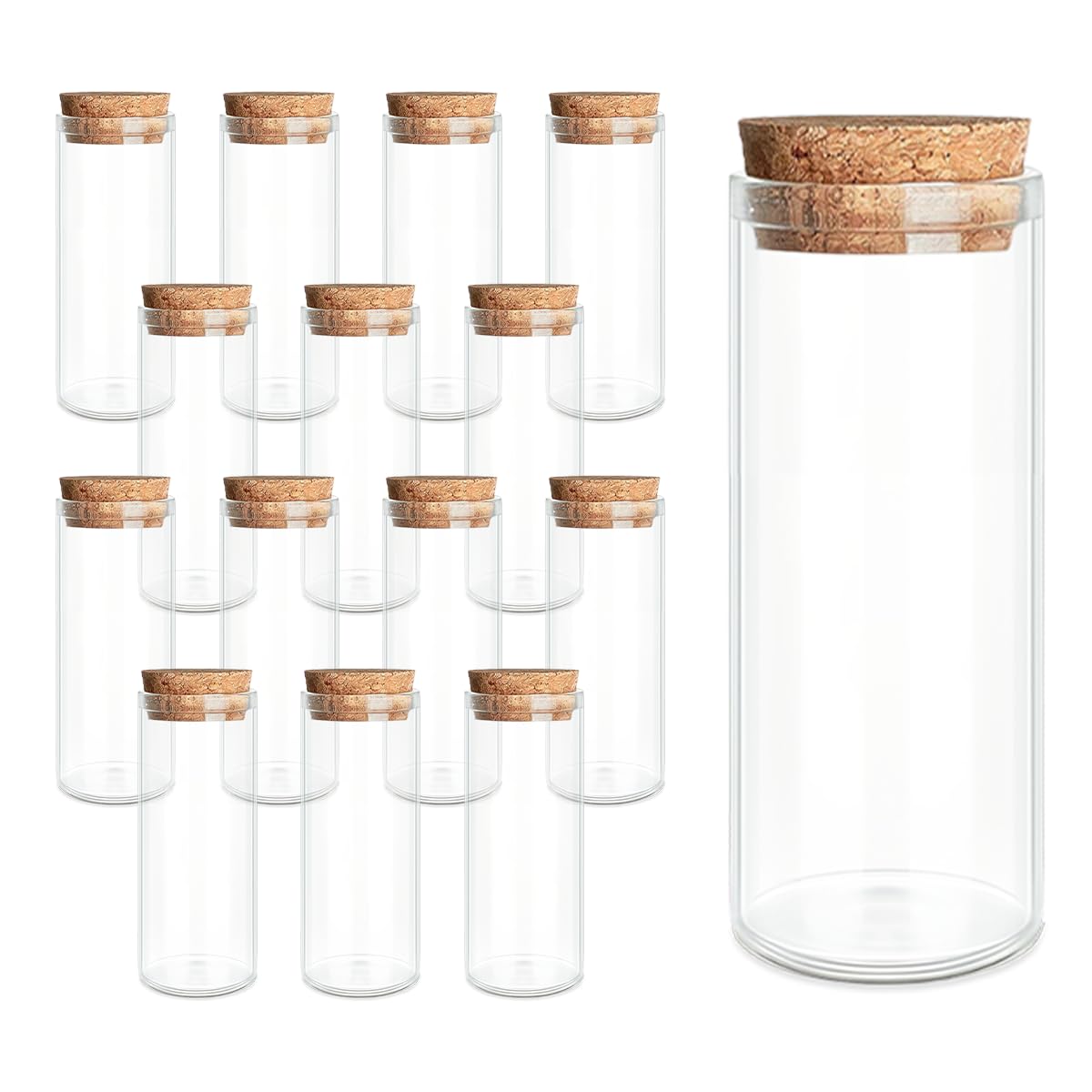 15-Pack 1.35 oz (40 ml) Glass Bottles & Test Tubes with Cork Stoppers – for Spell Jars, Spice Storage, DIY Favors, Travel Memories, Plant Propagation – Empty Recyclable Containers for Crafts, Kitchen