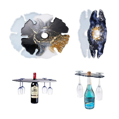 HURIANIC Silicone Resin Molds for Wine Glasses Holders Casting, Epoxy Moulds for Making Irregular Wine Rack on Bottle and Caddy, DIY Craft and Home Decoration