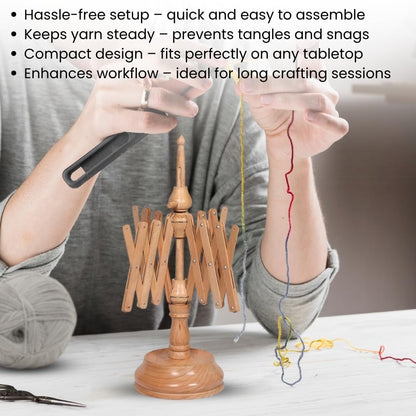 Handcrafted Jumbo Rosewood Yarn Winder & Swift Set – Large Capacity Wooden Ball Winder for Knitting & Crocheting, Heavy Duty Tabletop Yarn Swift and Ball Winder