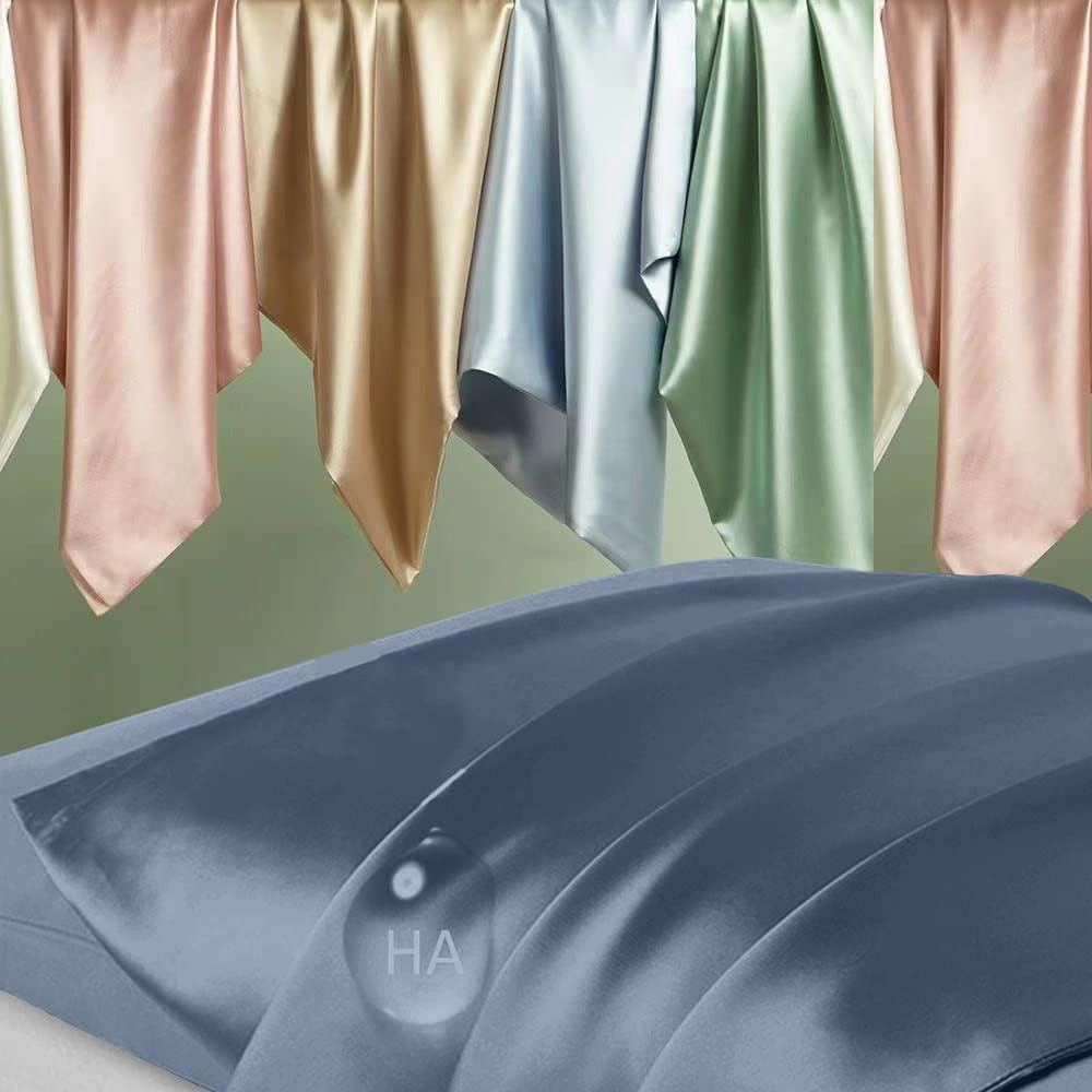 Skiennix Mulberry Silk Pillowcase - Anti-Acne Cooling Beauty Sleep | King Size, Ash Blue