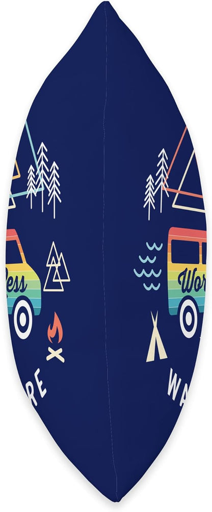 Retro Camper Van Vintage Sunset Mountains RV Throw Pillow