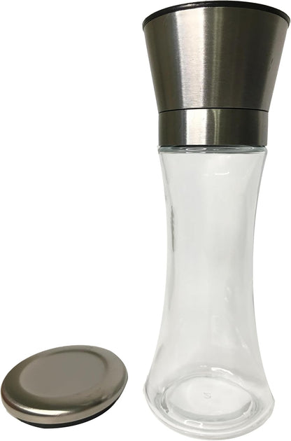 Elegant GRINDER 7 inch Tall, Eco-Friendly Stainless Steel and Glass Grinder with Adjustable Ceramic Grinder