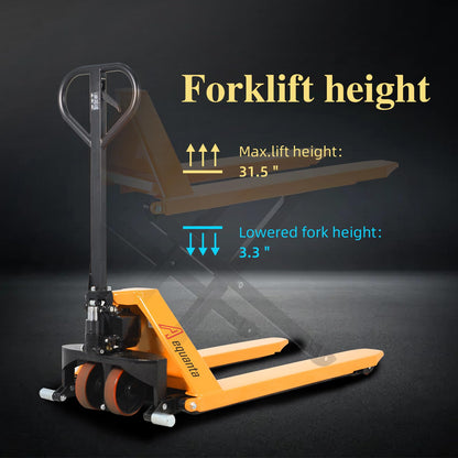 Aequanta Manual Scissor Pallet Jack Truck High Lift Hand Truck (Yellow 48 x 27 Inch)