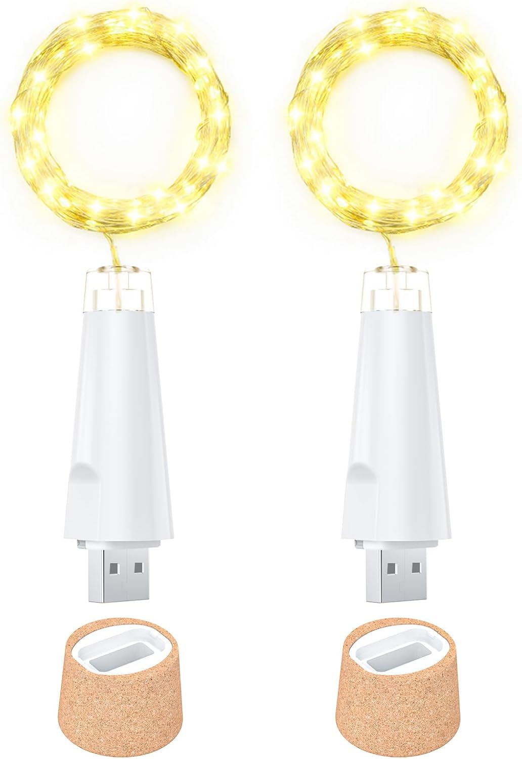 Ceepko 20 2 Pack) USB Bottle Lights Rechargeable Wine Bottle Fairy Lights Cork LED String Lights LEDs Copper Wire