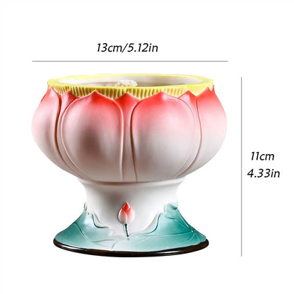Candlestick Holders Candle Holder Oil Lamp Ceramic Candlestick Elegant Lotus Shaped Candle Holder Home Decoration Table Center Decoration Candle Holders (Size : A)